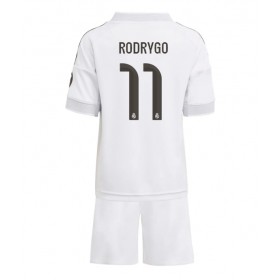 Fotballdrakt Barn Real Madrid Rodrygo Goes #11 Hjemmedraktsett 2025-26 Kortermet (+ Korte bukser)